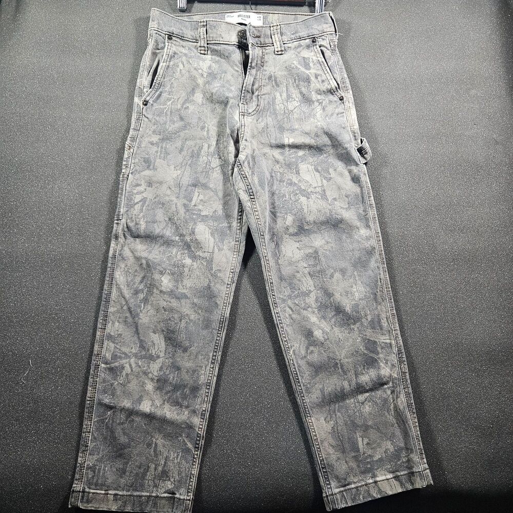 Hollister Baggy Cargo Pants Mens W28 L30 Gray Wash Utility Jeans Y2K